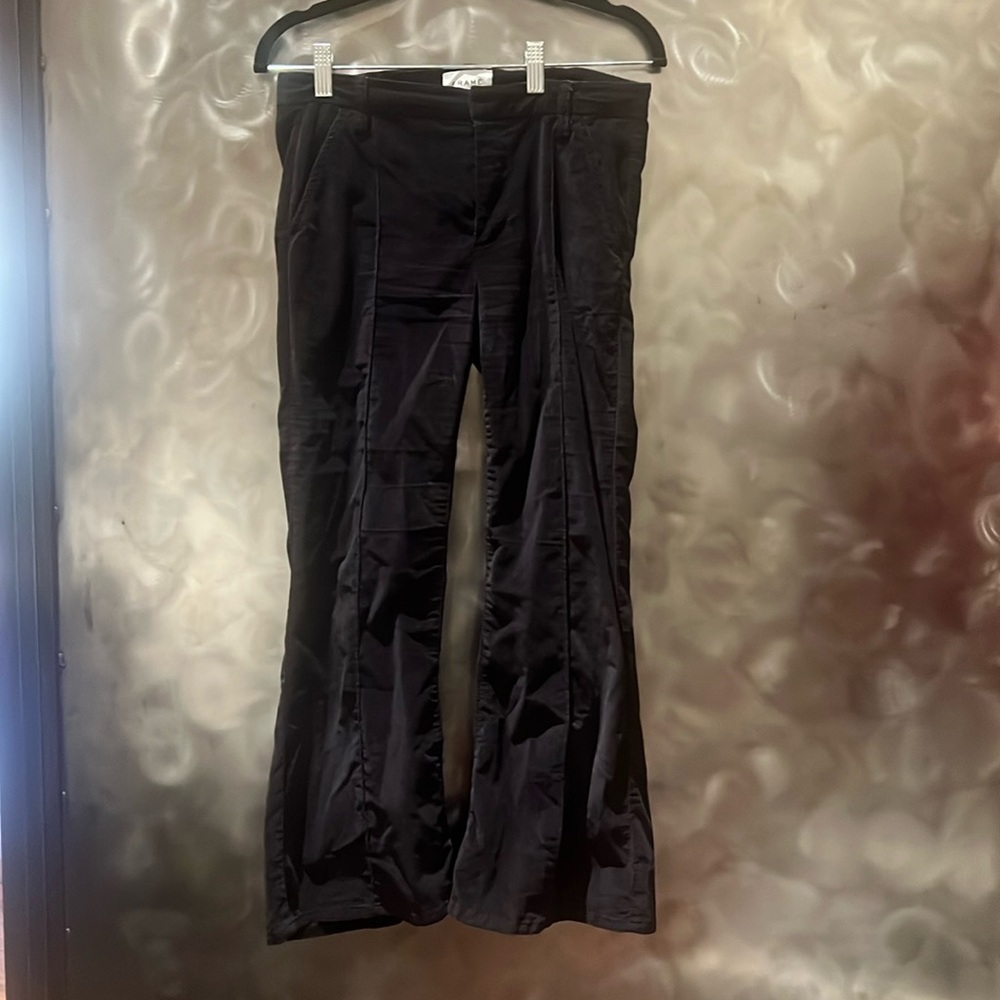 Frame Black Velvet Ankle Flare Pants Sz 27